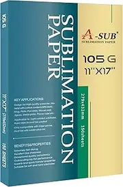 A-SUB Sublimation Paper- 150 Sheets Heat Transfer Paper 11x17 inch Compatible with Inkjet Sublimation Printer 105g
