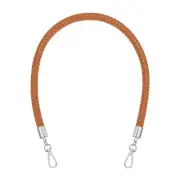 Braided Purse Strap 24" PU Leather Handbag Handle with Silver Buckle Light Brown
