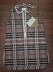 NWT Burberry Girls Toddler Carlotta Checkerboard Cotton Zip Dress Size 18M $400