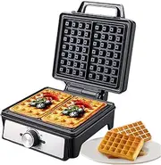 Waffles Maker 2 Slices, 1600W Double-sided heating Square Belgian Waffle Maker Non-stick coating easy to clean Indicator Lights for kitchen breakfast dinner