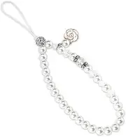 Pearl Mobile Phone Lanyard Strap White Black Faux Pearl Beaded Wristlet Wrist Bracelet for Women Rhinestone Decorated Phone Charm Key Accessories