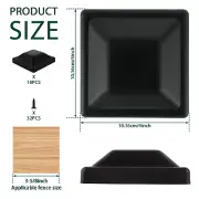 16Pcs Fence Post Caps 3-5/8 inches Black Deck Post Caps with 32 Screws biqtV