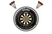Winmau Blade 6 DUAL CORE Dart Board + Plasma Light + Black Surround + Darts