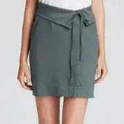 Vince Fold Over Waistband Linen Blend Cypress Short Pencil Skirt 12 $225