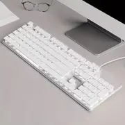 Backlit Gaming Keyboard Full Size 104Keys Silent Membrane USB Wired For PC White