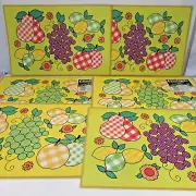 Vintage Set of 6 Conimats #40240 2 in 1 Placemats "Apples & Grapes" NOS NEW