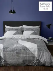 Catherine Lansfield Grey/Black Larsson Geo Duvet Cover and Pillowcase Set (759624) | $39 - $65
