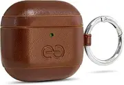 [dreem] Om Case Cover with Keychain Clip Compatible with AirPods 4 for Apple AirPods 4th Generation, Vegan Leather AirPod Case for Men & Women, Luxury Earbuds Accessory for iPhone - Coffee