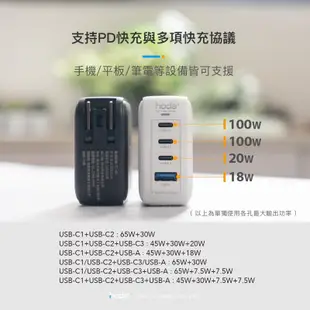 現貨 hoda 100W GaN氮化鎵智慧四孔電源供應器 極速智能充電器 快速充電器 PD 快充 充電器 充電頭 充電線