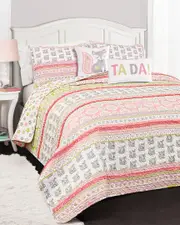 Lush Decor Fox Ruffle Stripe Quilt Set