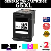 2x Generic 65XL 65 BLACK ONLY Ink For HP Deskjet 2620 5075 Envy 5020 5030 5055