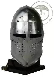 Steel Helmet Medieval Bascinet Helmet Knight Wearable Cosplay Armor Helmet