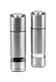 Salt and Pepper Mill Set, Stainless Steel Square - 15.5cm