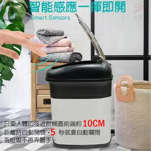 不鏽鋼感應式垃圾桶30L/附垃圾袋固定環+茶樹香精油垃圾袋20L (9.7折)