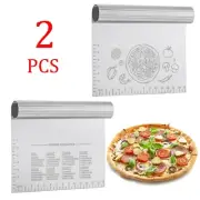 2 Pcs Stainless Steel Pizza Dough Scraper Cutter Flour Pastry Cake Baking Tool