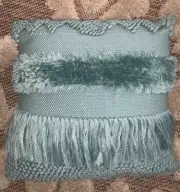 MAGASCHONI Teal Blue Turquoise Fringe NEW $64 Throw BIG Accent Pillow 20x20