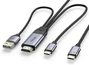 HDMI to USB C Cable 8.2FT 4K60Hz, HDMI Source and Power Supply to USB C Display Converter, for Xbox PS5 Steam Deck Dock to Studio Display, Nreal, Xreal, Xreal Beam, Rayneo, Touchable Monitor