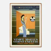 Galrie Vintage Venice Simplon Orient-Express Art Print- Classic Travel Poster Home Decor, Wood Frame, A2 42 x 60cm (16 x 24inch)