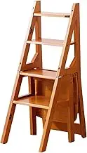 4-Tier Folding Ladder Chair, Library Ladder Bookshelf Plant Stand for Home Kitchen Office Storage and Decoration(Color-1)
