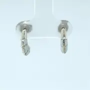 Southwestern Hoop Stud Earrings • Sterling Silver • White Opal Inlay