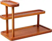 Three Layer Wooden Perfume Stand, Cosmetic Small Countertop Organizer, Desk Organizer, Jewelry Display Home Office Supplies, for Vanity, Counter, Sink (Retro color)