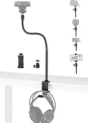 "AYIZON" 24 Inch Webcam Stand Folding Webcam Holder with Clamp Mount and Headphone Hook Compatible with Logitech C920 StreamCam C922 C930 C925e C615 Brio 4K Webcams