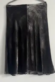 NWT $278Eileen Fisher CHARCOAL Velvet Silk Blend BiasCut Long Skirt XS fits S/M