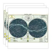 3x Cavallini Paper Poster Prints/Gift Wrap Wall Art 70x50cm Celestial Chart
