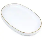 White Oval Decorative Tray with Handles Versatile Serving Tray for Coffee Tab...
