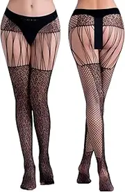 [Generic] Fishnet Stockings Suspender Patterned Tights Lingerie Ballet Hose Pantyhose Sexy Jumpsuit Plus Size (Pack of 1/5/10)