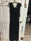 Alex Evenings Y2K Silky Beaded Goth Maxi Formal Dress Size Med 8 VNT Flapper