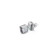 Geometric Round Square CZ Stud Earrings Bezel Set Sterling Silver 5-10 MM