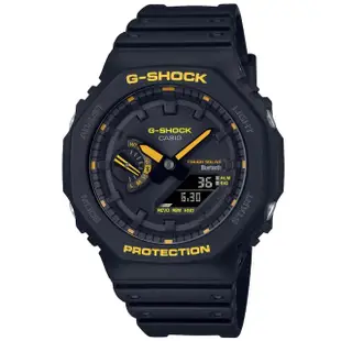 【CASIO 卡西歐】G-SHOCK 藍牙連線 農家橡樹 黑黃時尚 八角太陽能雙顯腕錶 母親節 禮物(GA-B2100CY-1A)