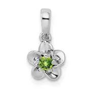Sterling Silver Rhodium-plated Floral Peridot Pendant