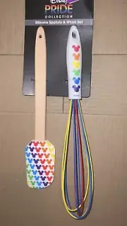 Disney MICKEY MOUSE RAINBOW Pride Spatula & Whisk SeT NEW