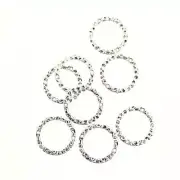 10 Hammered Circle Antique Silver Tone Charms 2 Sided - SC769