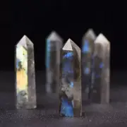 60-70mm Natural Labradorite Stone Obelisk Tower Quartz Crystal Point Wand Reiki