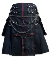Men's Scottish Highland Heavy Duty Black Cross Gothic Utility Kilt
