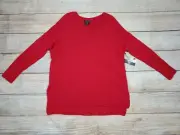 Tahari Women Red Pullover Sweater Size 1X Plus