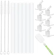 Hysagtek 16 Pcs Thermos Straws Replacement Set for Kids Funtainer 12 Ounce, 6Pcs Thermos Replacement Straws, 6Pcs Silicone Straw Stems, and 3Pcs Straw Cleaning Brushes with Bottle Cleaning Brush