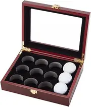 OLYCRAFT Golf Ball Display Case 12-Hole Wooden Display Box for Golf Ball Display Storage Box Golf Ball Wood Showcase Protected Cabinet Golf Rack for Golf Ball Collections - 220x170x63mm