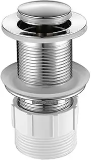 Decaura 32mm No-Overflow Bathroom Basin Push Pop Up Plug Waste Drain Plug with 40mm Adapter (Chrome, No-Overflow)