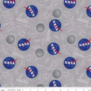 Outer Space by NASA Moon Boots Gray Cotton Fabric