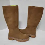 Splendid Amalia Knee High Lugged lug sole suede leather Boots in Toast 7.5 new!!