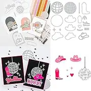 Disco Party Dies for Card Making Disco Ball Boot Cowboy Hat Sparkle Metal Cutting Dies for DIY Scrapbooking Paper Crafting Handmade Crafts Embossing Stencil Die Cuts Punch Template Molds Arts Crafts