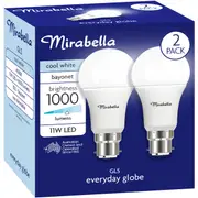 Mirabella LED GLS BC 11W 1000lm Cool White 2 pack