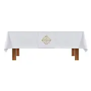 White Altar Frontal and Holy Trinity Cross Overlay Cloth One Each Set of 2 Items