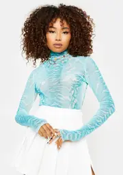 [AFRM] Aqua Zebra Zadie Power Mesh Top