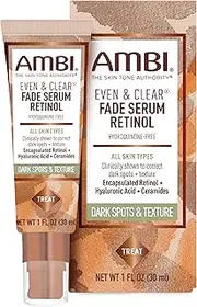 [Ambi] Even & Clear Fade Serum, Hyperpigmentation Treatment, Hydroquinone-free, Dark Spot Corrector, Results In As Little As 4 Weeks, Retinol, Hyaluronic Acid, Niacinamide, Ceramides, 1 Fl Oz