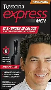 Restoria Express Brush-In Hair Colour, Grey Hair Coloring For Men, Restores You Natural Look - Dark Brown